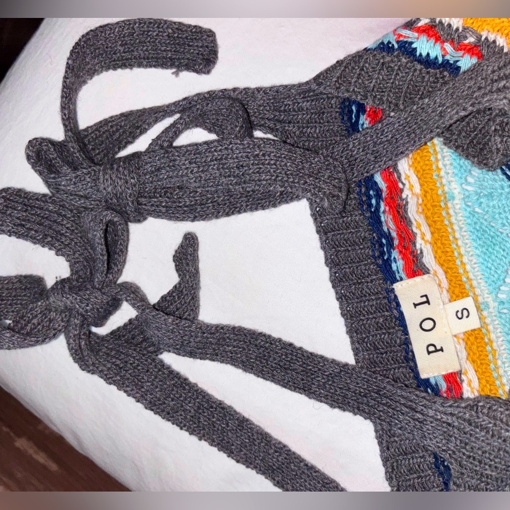 POL NWOT Crochet Multicolor Striped Square NeckTop - Picture 4 of 6